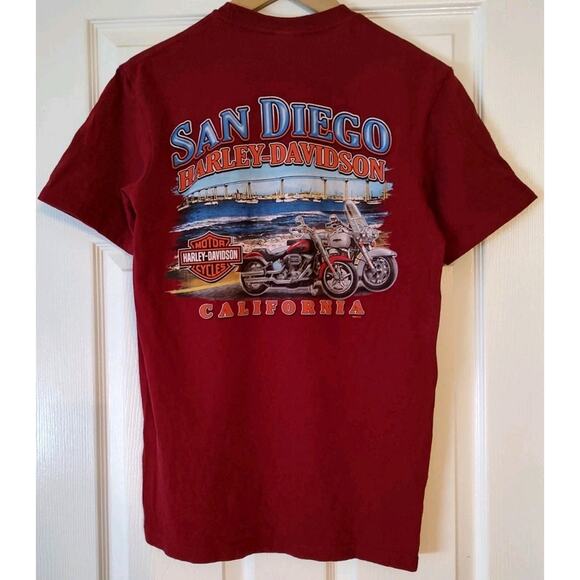 Men's Harley Davidson San Diego California Maroon Short Sleeve Shirt - Medium - Picture 4 of 4